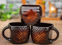 Brown Dotted Square Ceramic Tea Cups Set of 6 - Free Size, Brown, Ceramic, Pack of1